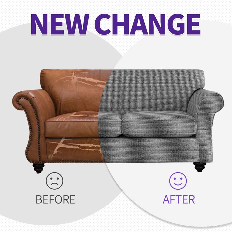 ZNSAYOTX 4 Piece Sofa Covers for Living Room Anti Slip Stretch Couch Covers for 3 Cushion Couch Pets Dogs Sofa Slipcover Machine Washable Furniture Protector (Black and White, Sofa) - Image 5